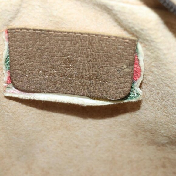 GUCCI GG Supreme Web Sherry Line Clutch Bag PVC Beige Red - Picture 12 of 16